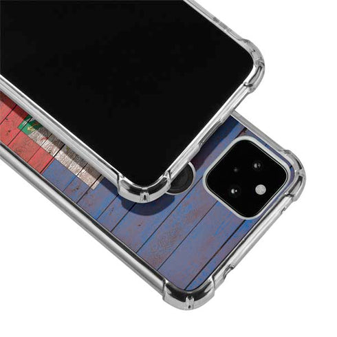 Haiti Flag Dark Wood Google Pixel 5a 5G Clear Case